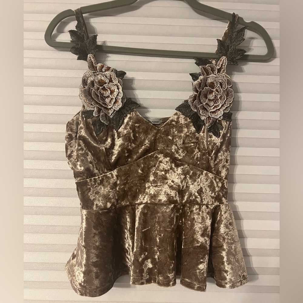 Crushed velvet peplum crop top size Medium